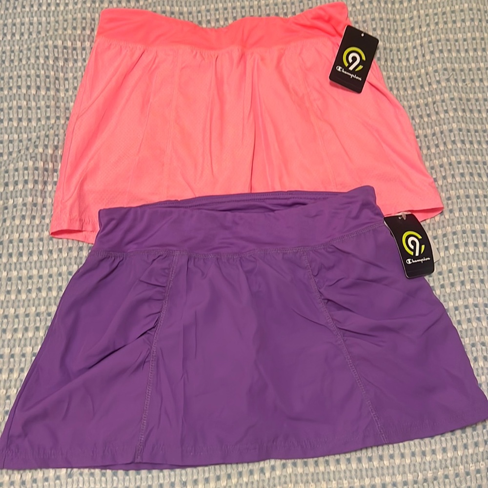 NWT Champion LOT of 2 girls tennis skirts with builtin shorts. Size XL 14/16 Y